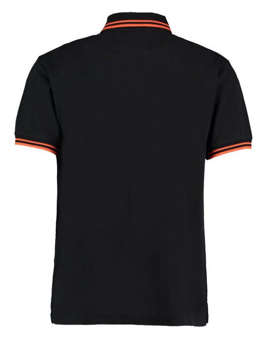 Kustom Kit Mens Tipped Collar Polo - Black/Orange