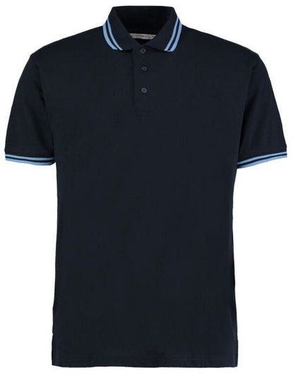 Kustom Kit Mens Tipped Collar Polo - Navy/Light Blue