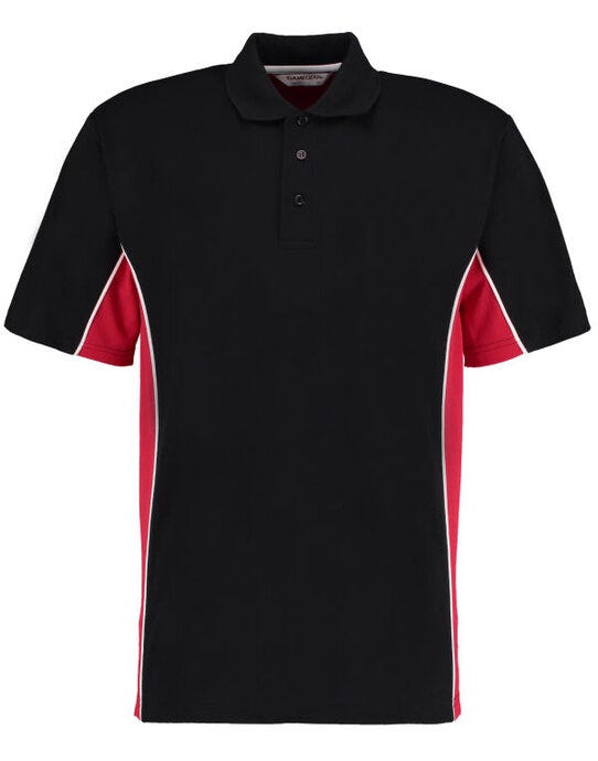 Kustom Kit Mens Classic Track Polo - Black/Red/White