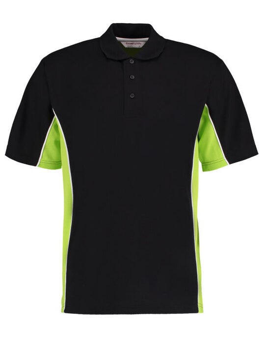 Kustom Kit Mens Classic Track Polo - Black/Lime/White