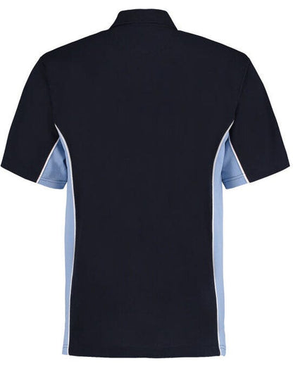 Kustom Kit Mens Classic Track Polo - Navy/Light Blue/White
