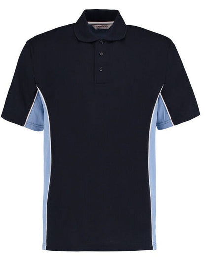 Kustom Kit Mens Classic Track Polo - Navy/Light Blue/White