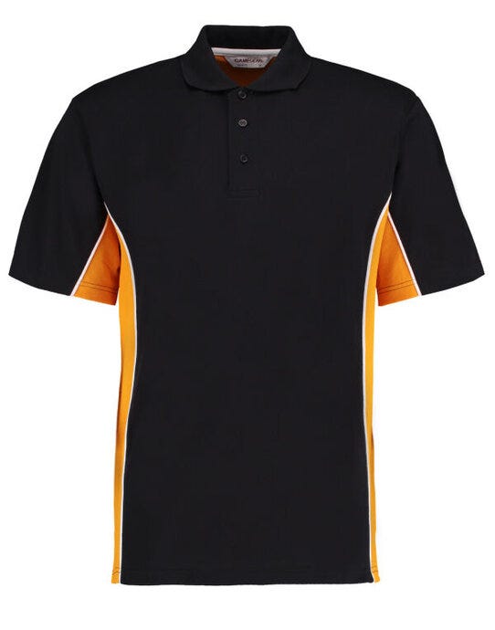 Kustom Kit Mens Classic Track Polo - Black/Gold/White
