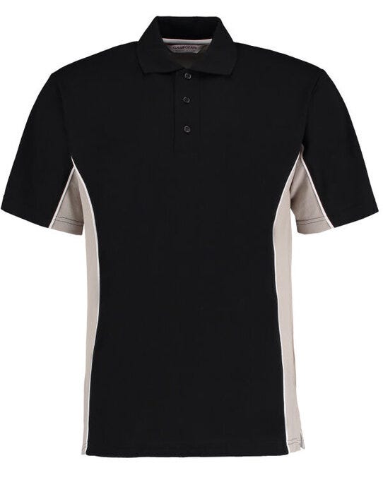 Kustom Kit Mens Classic Track Polo - Black/Grey/White