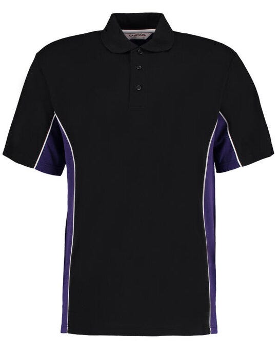 Kustom Kit Mens Classic Track Polo - Black/Purple/White
