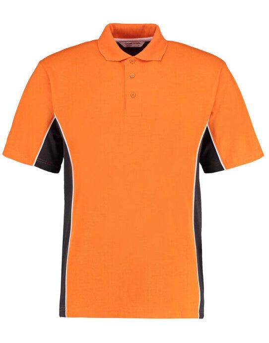 Kustom Kit Mens Classic Track Polo - Orange/Graphite/White