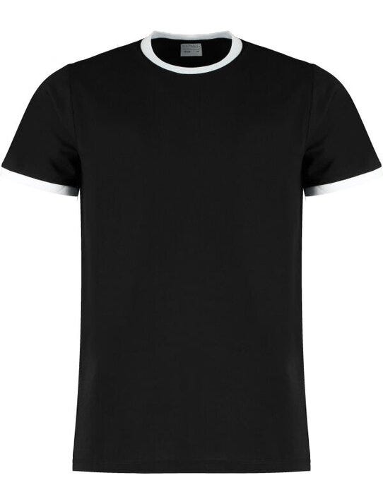 Kustom Kit Mens Fashion Fit Ringer Tee - Black/White