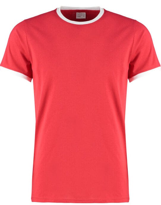 Kustom Kit Mens Fashion Fit Ringer Tee - Red/White