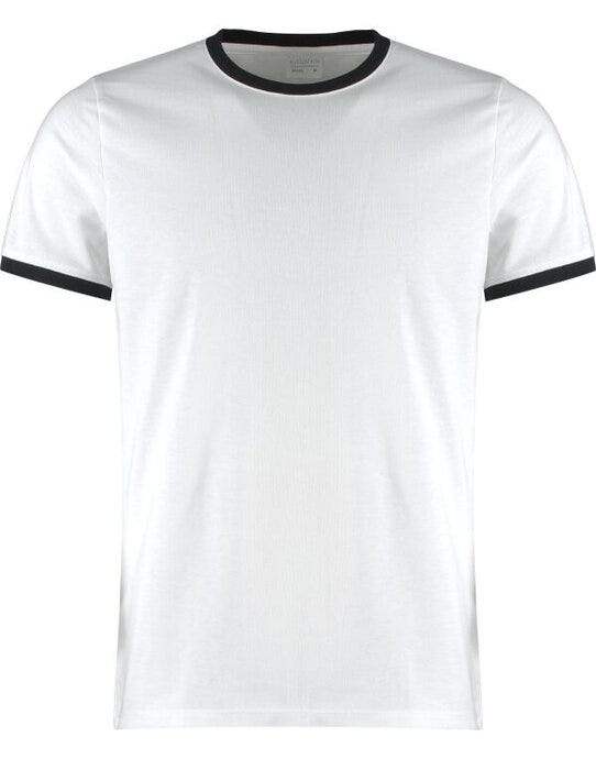 Kustom Kit Mens Fashion Fit Ringer Tee - White/Black