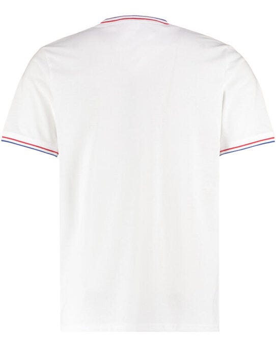 Kustom Kit Mens Fashion Fit Tipped Tee - White/ Red/ Royal