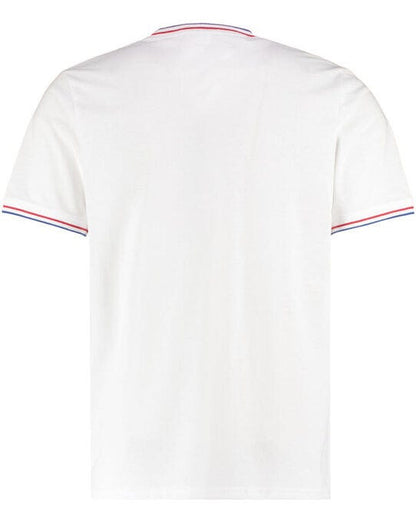 Kustom Kit Mens Fashion Fit Tipped Tee - White/ Red/ Royal