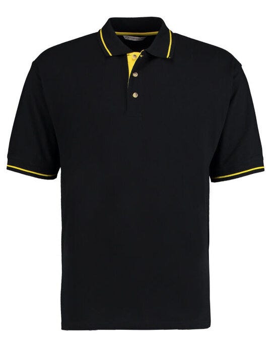 Kustom Kit Mens Classic St.Mellion Polo - Black/Yellow