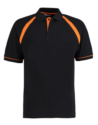 Kustom Kit Men Classic Fit Oak Hill Polo - Black/Orange