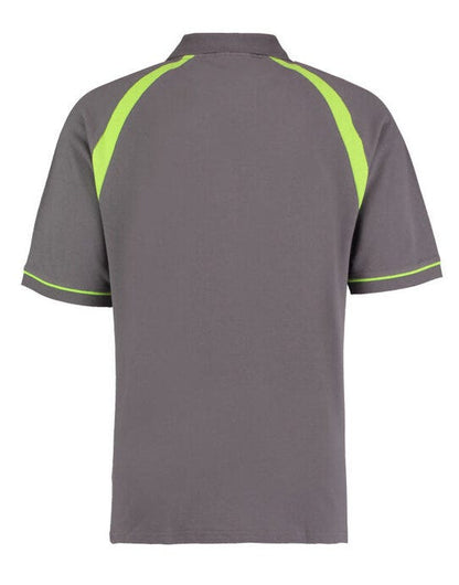 Kustom Kit Men Classic Fit Oak Hill Polo - Charcoal/ Lime