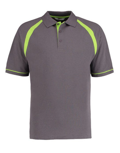 Kustom Kit Men Classic Fit Oak Hill Polo - Charcoal/ Lime