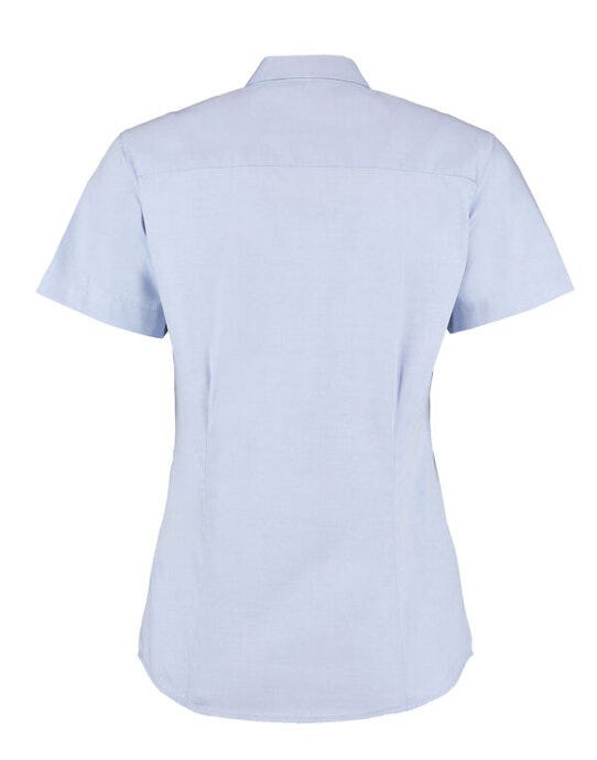 Kustom Kit Lady SS Tailored Oxford Shirt - Light Blue