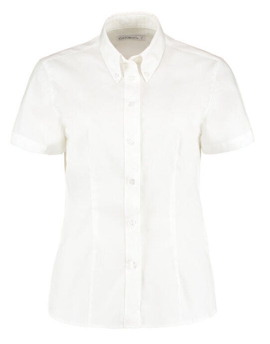 Kustom Kit Lady SS Tailored Oxford Shirt - White