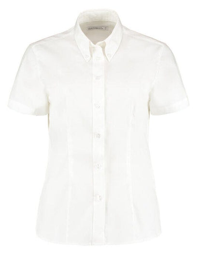 Kustom Kit Lady SS Tailored Oxford Shirt - White