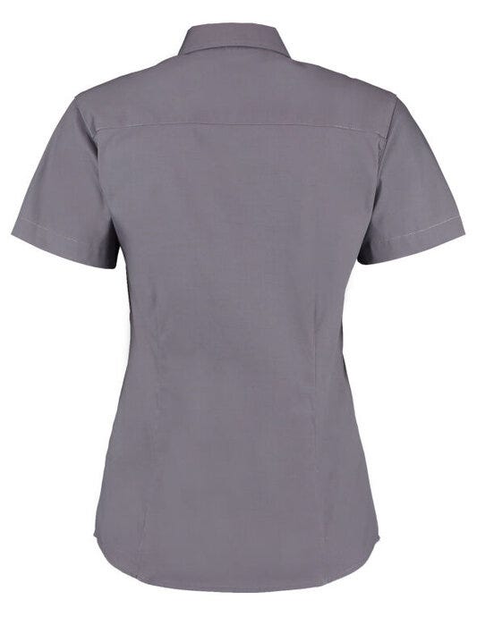 Kustom Kit Lady SS Tailored Oxford Shirt - Charcoal