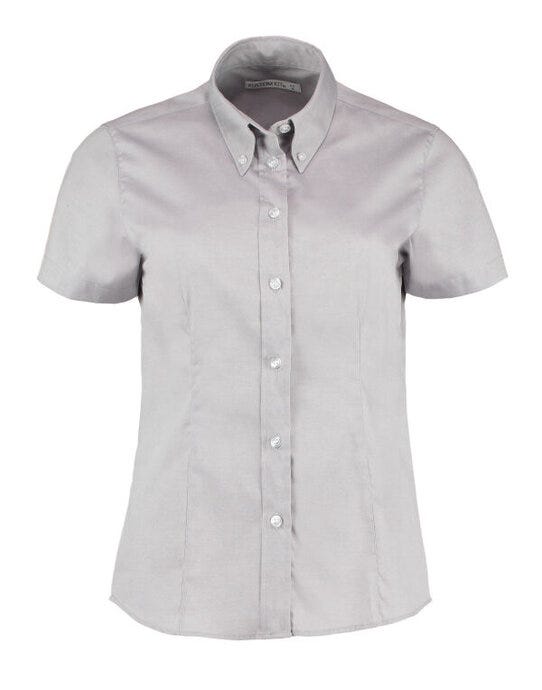 Kustom Kit Lady SS Tailored Oxford Shirt - Silver Grey