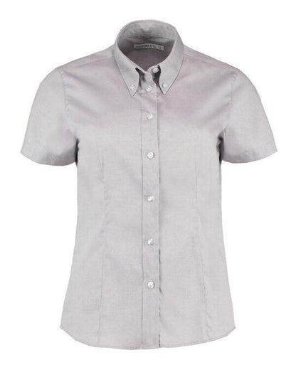 Kustom Kit Lady SS Tailored Oxford Shirt - Silver Grey