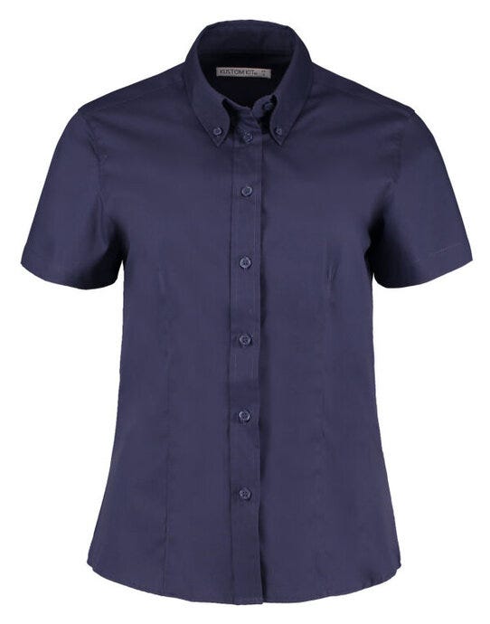 Kustom Kit Lady SS Tailored Oxford Shirt - Midnight Navy
