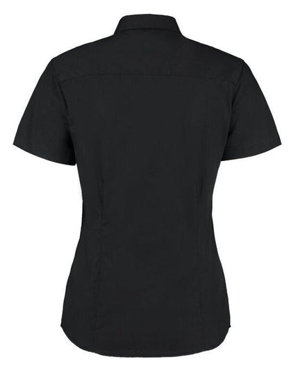 Kustom Kit Lady SS Tailored Oxford Shirt - Black