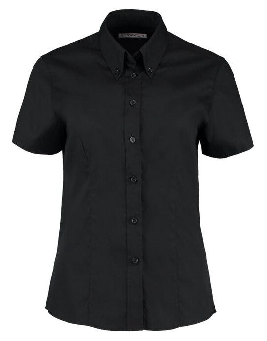 Kustom Kit Lady SS Tailored Oxford Shirt - Black