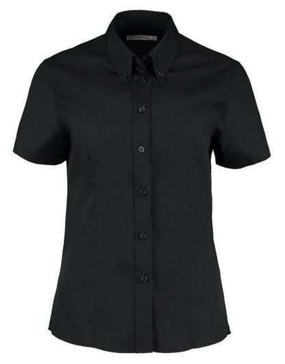 Kustom Kit Lady SS Tailored Oxford Shirt - Black