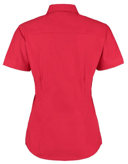 Kustom Kit Lady SS Tailored Oxford Shirt - Red
