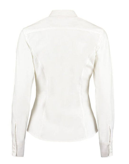Kustom Kit Lady LS Tailored Oxford Shirt - White