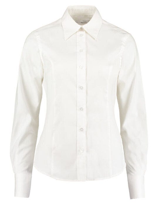 Kustom Kit Lady LS Tailored Oxford Shirt - White