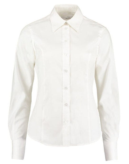 Kustom Kit Lady LS Tailored Oxford Shirt - White