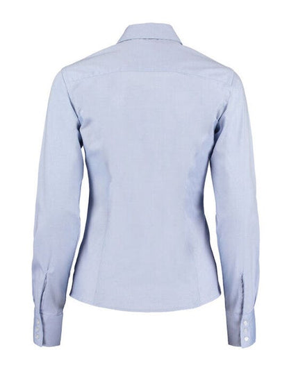 Kustom Kit Lady LS Tailored Oxford Shirt - Light Blue