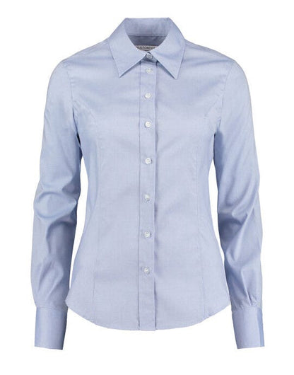 Kustom Kit Lady LS Tailored Oxford Shirt - Light Blue