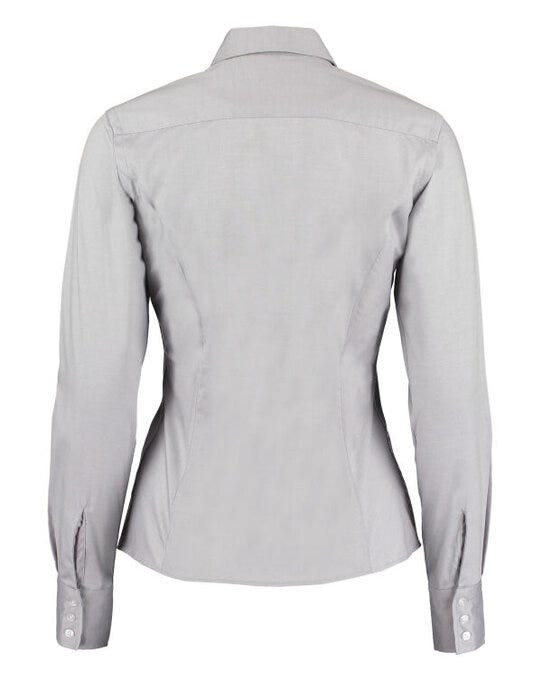 Kustom Kit Lady LS Tailored Oxford Shirt - Silver Grey