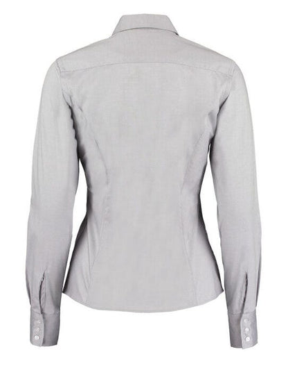 Kustom Kit Lady LS Tailored Oxford Shirt - Silver Grey