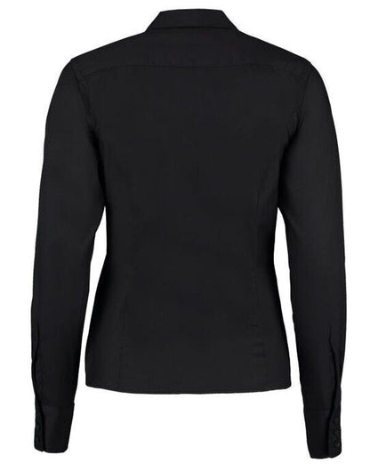 Kustom Kit Lady LS Tailored Oxford Shirt - Black
