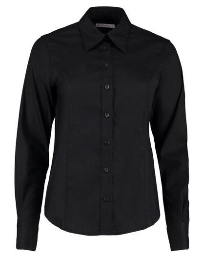 Kustom Kit Lady LS Tailored Oxford Shirt - Black