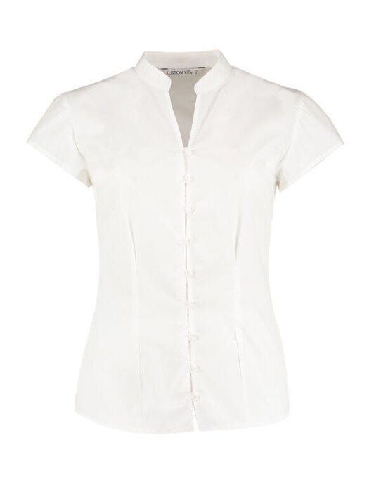 Kustom Kit Ladies Mandarin Collar Blouse - White