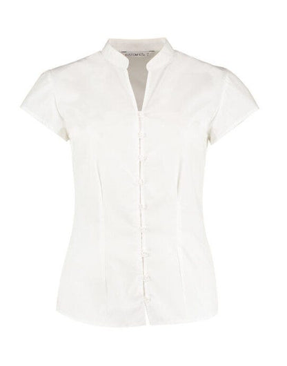 Kustom Kit Ladies Mandarin Collar Blouse - White