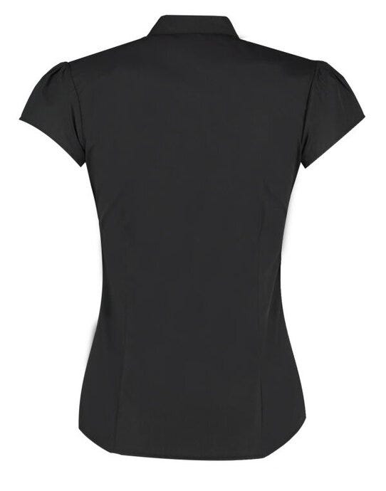 Kustom Kit Ladies Mandarin Collar Blouse - Black