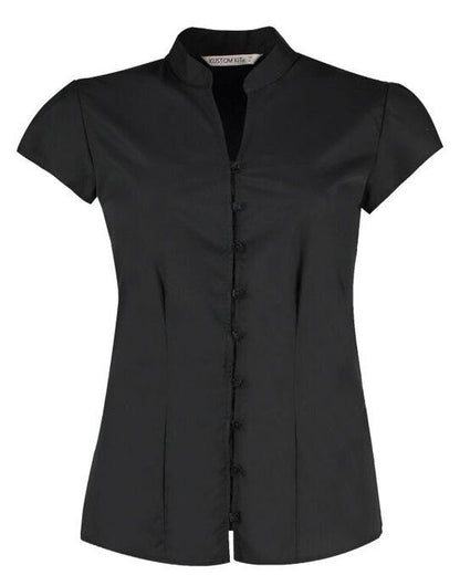 Kustom Kit Ladies Mandarin Collar Blouse - Black
