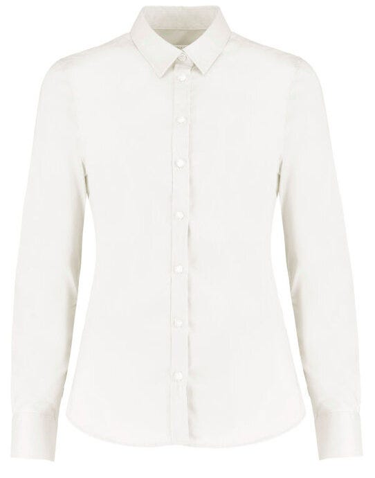 Kustom Kit Lady LS Stretch Oxford Shirt - White