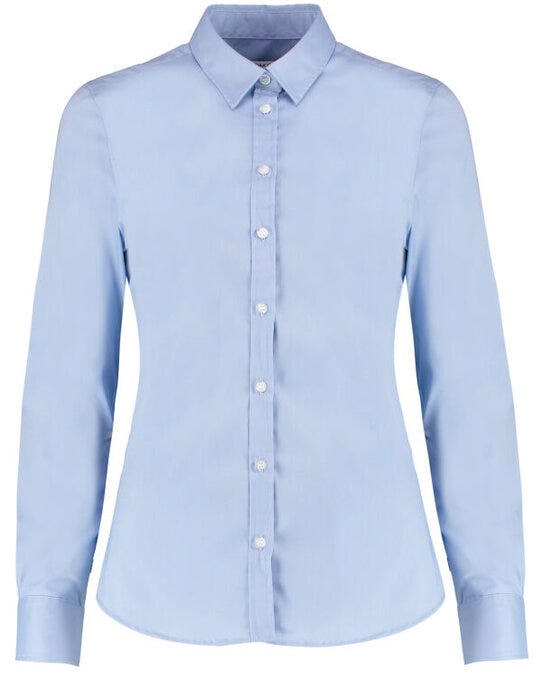 Kustom Kit Lady LS Stretch Oxford Shirt - Light Blue