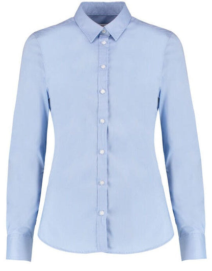 Kustom Kit Lady LS Stretch Oxford Shirt - Light Blue