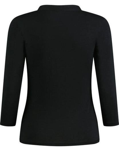 Kustom Kit Lady Mandarin Collar 3/4 Top - Black