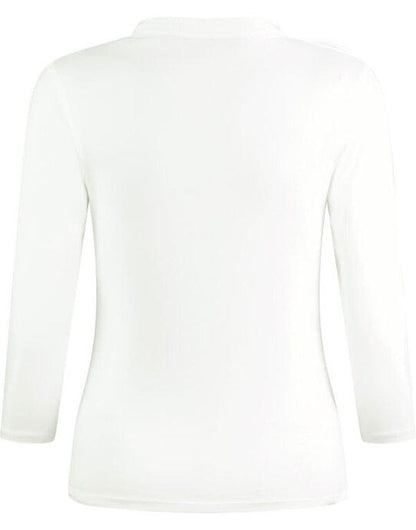 Kustom Kit Lady Mandarin Collar 3/4 Top - White