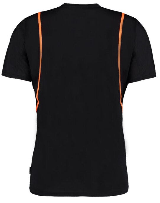 Kustom Kit Mens Cooltex Contrast Tee - Black/Fluorescent Orange
