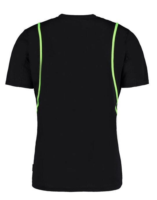 Kustom Kit Mens Cooltex Contrast Tee - Black/Flourescent Lime